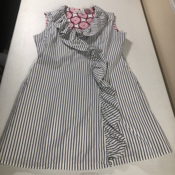 Dizzy Lizzie Mini Dress Womens Size L Sleeveless White Striped Coquette Preppy - Picture 1 of 8